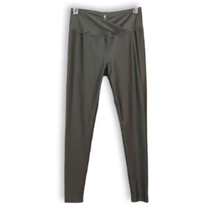 Kyodan High Rise Leggings Womens Size Medium Olive Green Wrap Waist Athletic
